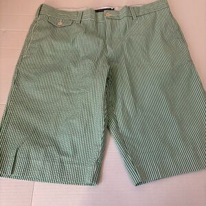 RALPH LAUREN SPORT Green and White Seer Sucker Shorts